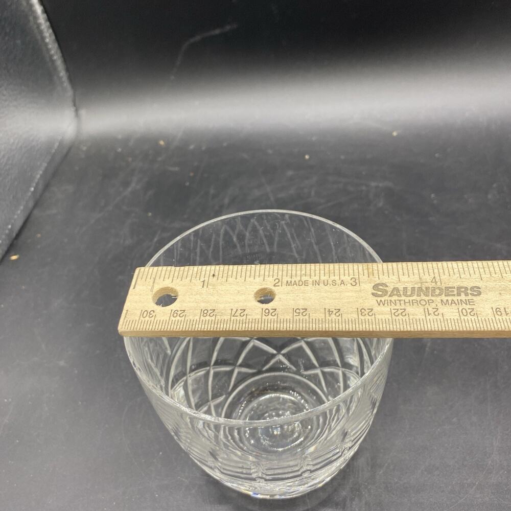 Double Old Fashioned Glass 4 1/4”Clear Polished Cut Glass Heavy Bottom - Picture 4 of 6